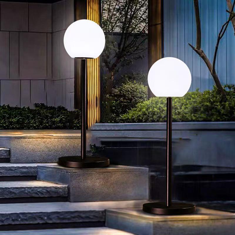 创意发光圆球带杆灯户外防水草坪造景庭院装饰灯落地景观球形