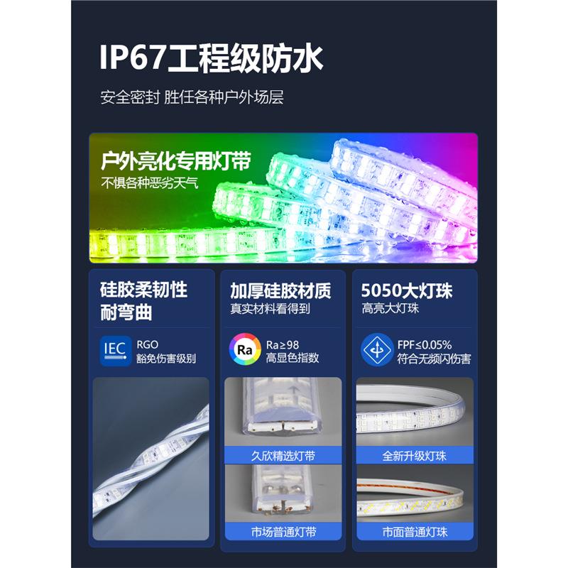 TRIACled灯带七彩变色客厅吊顶三色家用智能遥控氛围灯霓虹防水rg