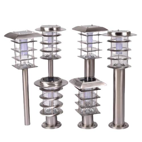 304不锈钢镂空太阳能草坪灯市电不锈钢圆管地插草坪灯55庭院灯20W
