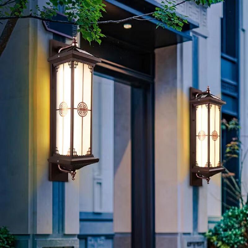 新中式太阳能壁灯户外防水庭院灯室外露台楼梯灯别墅门口家