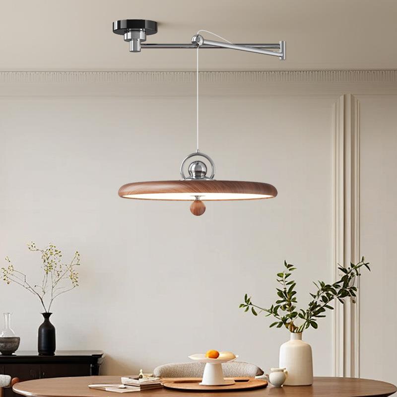 2025新款全光谱摇臂飞碟可移位奶油风智能护眼餐厅吧台多彩吊灯