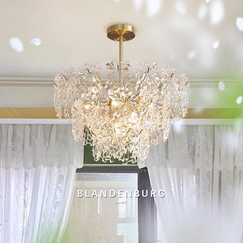 雪花客厅吊灯2022年新款轻奢灯简约现代艺术设计感水晶灯