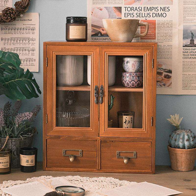 桌面置物架杂物收纳办公桌实木收纳架多层化妆