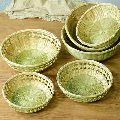 手工竹编收纳整理筺装馒头馍馍竹筐厨房洗菜沥水水果竹篮子小箩筐