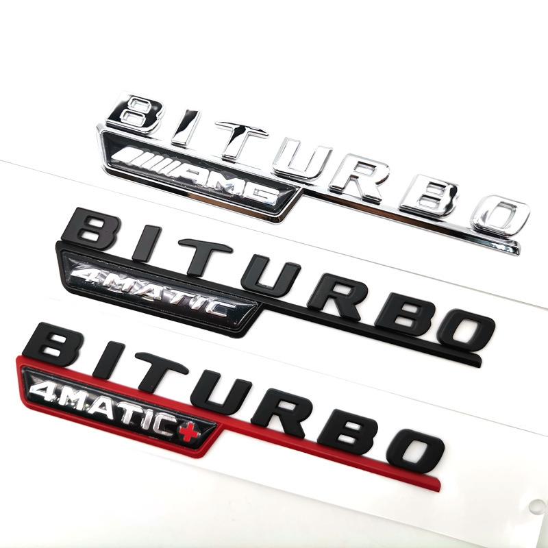 适用于奔驰BITURBO 4MATIC AMG叶子板侧标改装标贴车身装饰贴