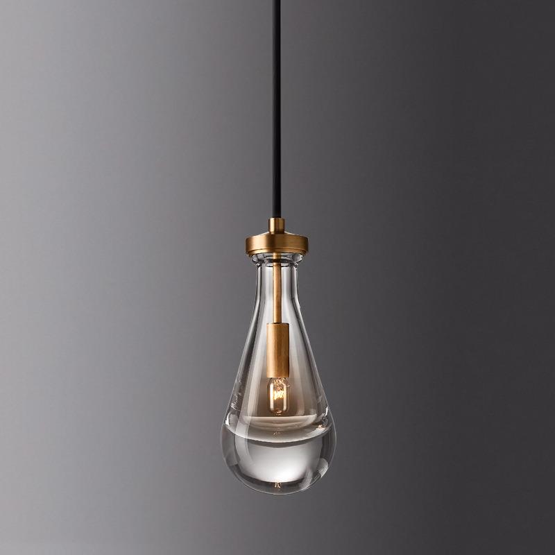 2022年新款卧室床头吊灯全铜轻奢餐厅吧台走廊楼梯水滴水晶小吊灯