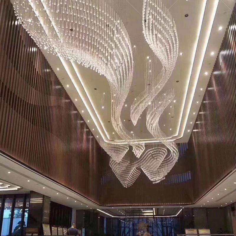 售楼部沙盘区水晶吊线灯玻璃水滴吊灯酒店宴会厅工程设计师异形灯