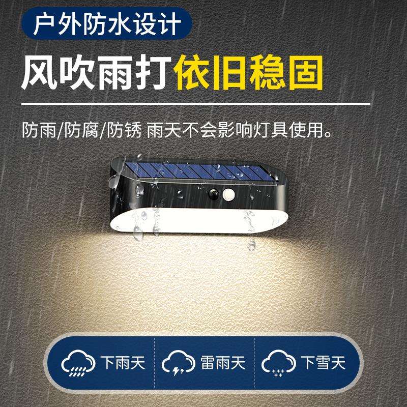。新款太阳能户外庭院灯家用农村院子室外防水人体感应照明路灯壁