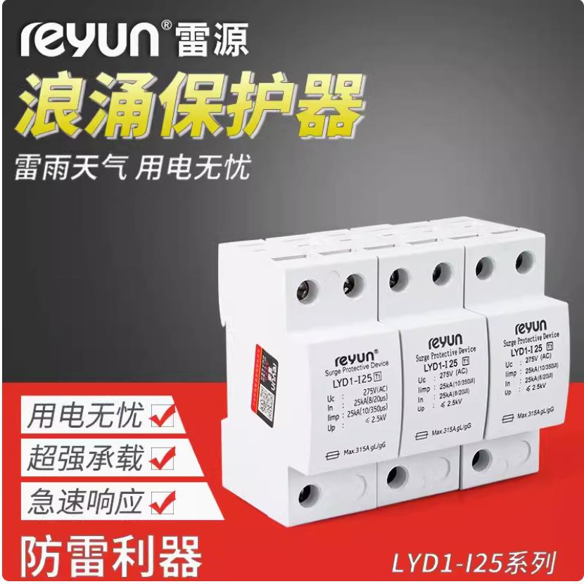 上海雷源一级防雷SPD LYD1-I25一级电源保护器雷击瞬时电压保护器