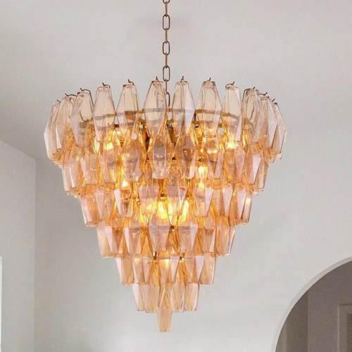 法式玻璃穆拉诺中古客厅吊灯彩色复式楼大厅别墅楼梯餐厅卧室灯具