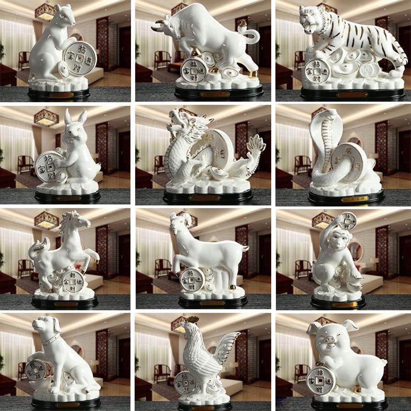 创意中式12十二生肖摆件鼠牛虎兔龙蛇马羊猴鸡狗猪工艺品风水摆设