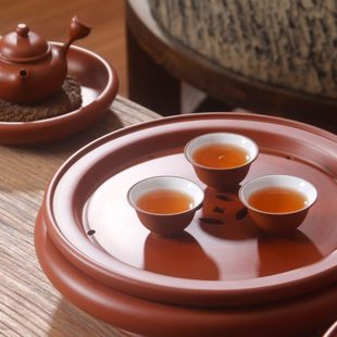 黄甲荣潮州传统手拉朱泥茶盘纯手工茶船家用壶承干泡茶海工夫茶池