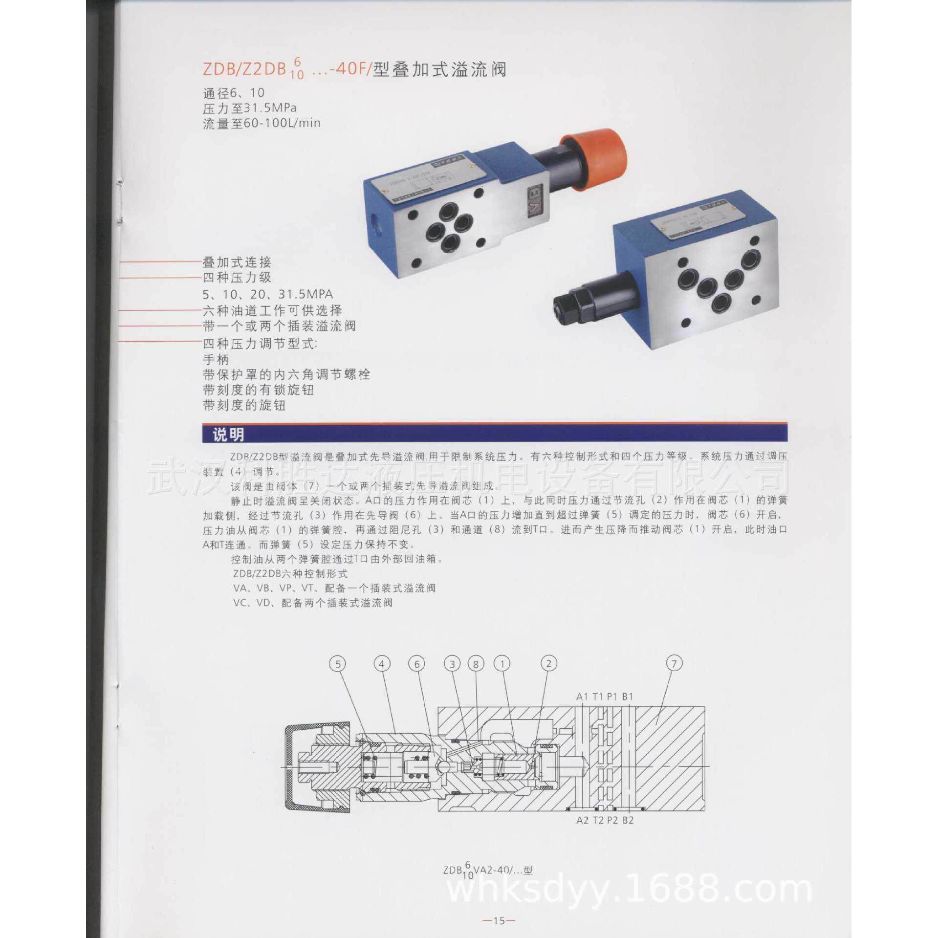 液压叠加式溢流阀ZDB10VP1-40B/50/100/200/315