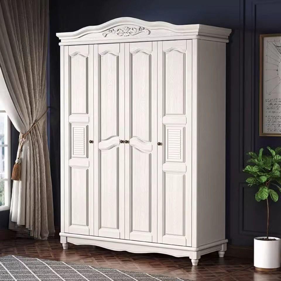 实木衣门柜对开4家5门6门白色美式豪华平开908#门带抽屉衣橱卧门