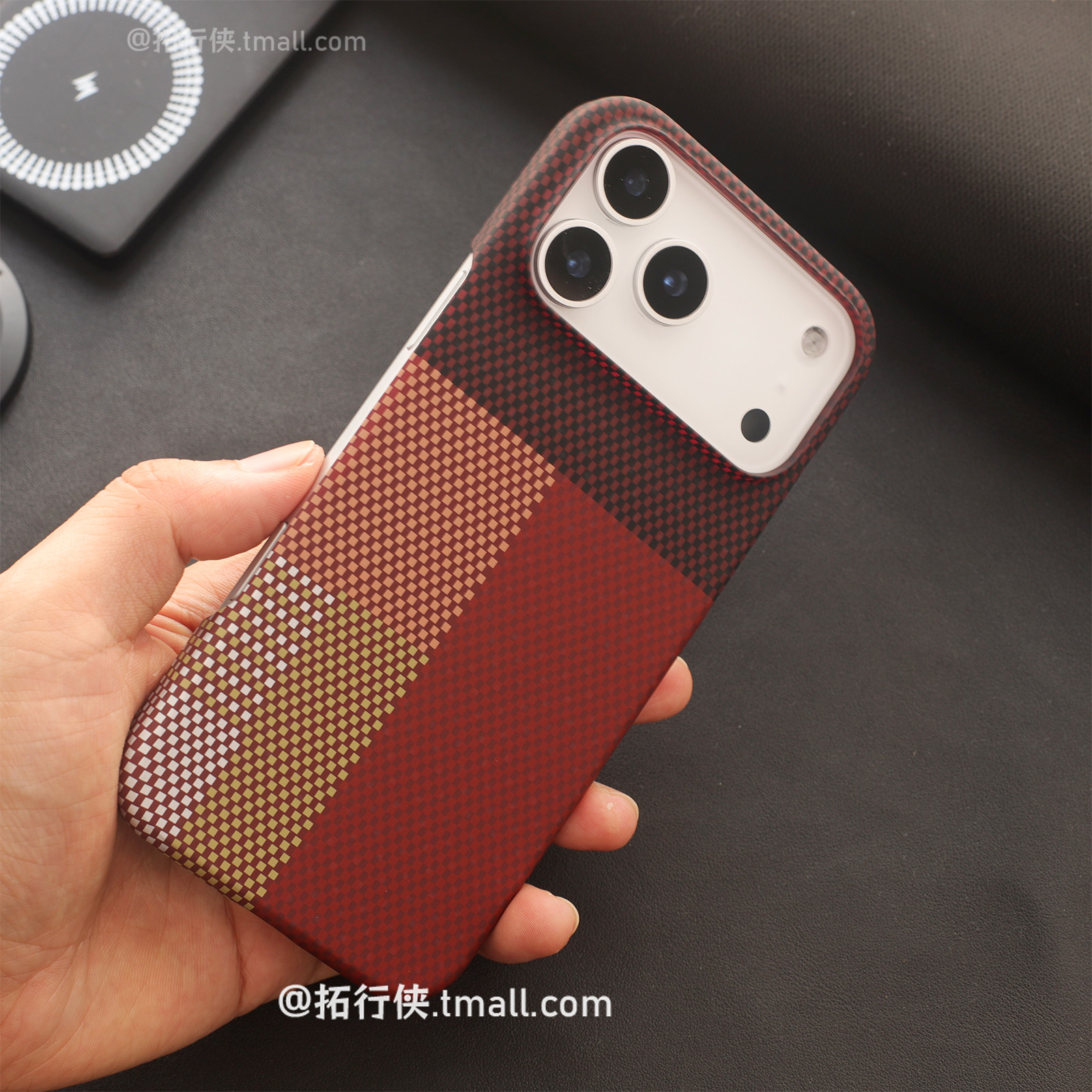 新品【红格子拼色Magsafe磁吸】适用苹果17pro手机壳iphone17Air/promax超薄16/15微浮雕磨砂14/13半包裸机感