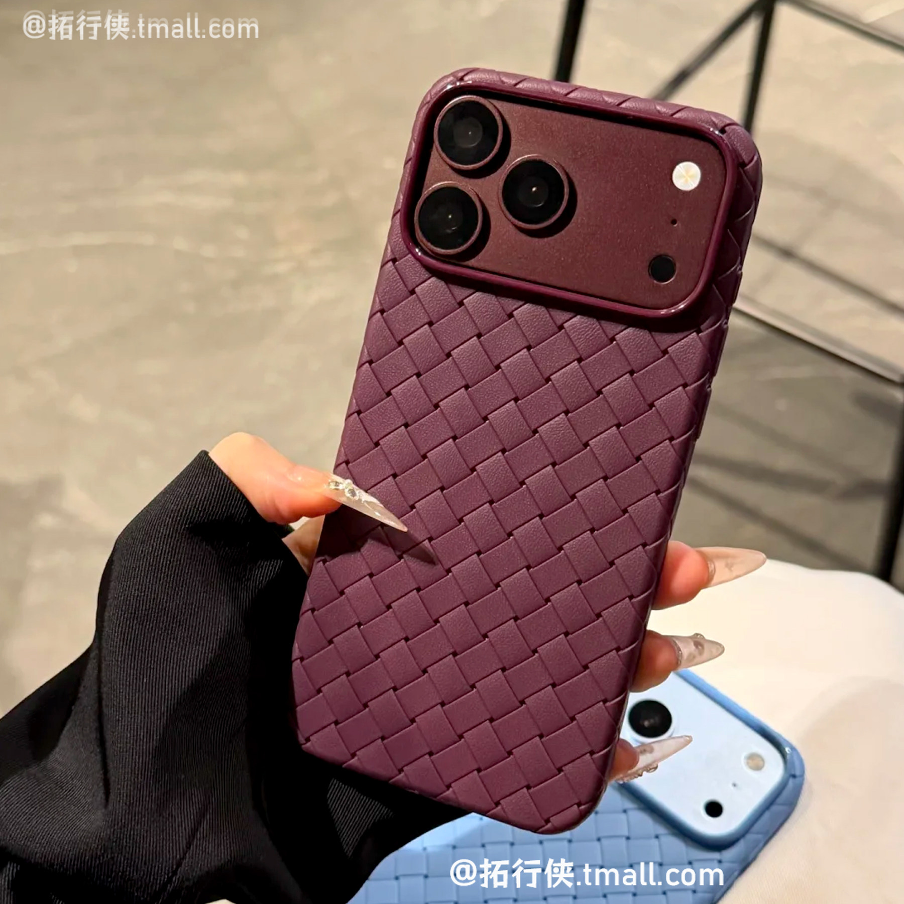 高端BV编织纹酒红色适用iPhone18Pro手机壳苹果18promax保护套超薄散热17Air/16pro新款防滑15/4大孔全包软壳