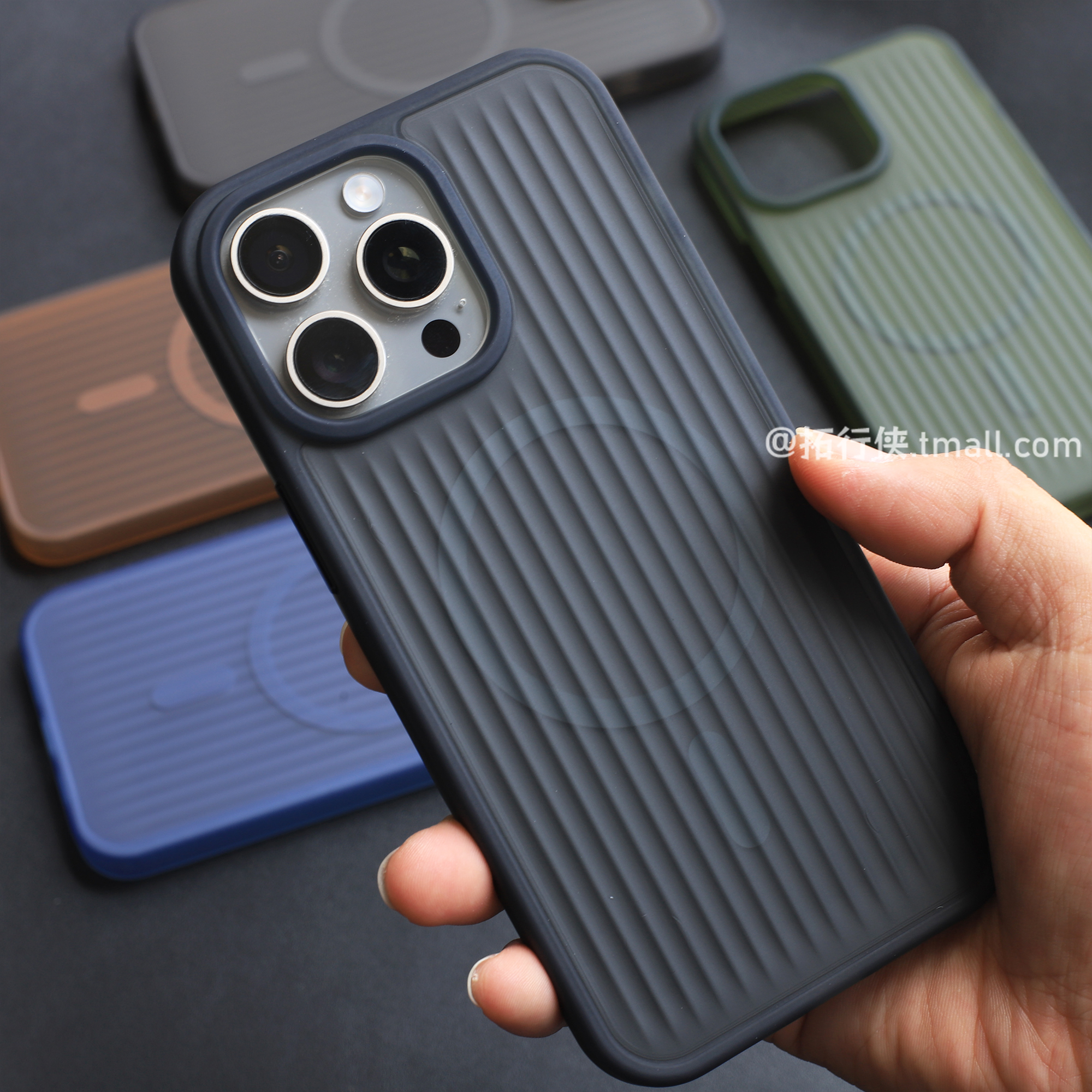 高级感黑色几何瓦楞纹适用iphone16proMax强磁吸手机壳苹果无线充电保护套15promax软边全包14/13防摔i12新款
