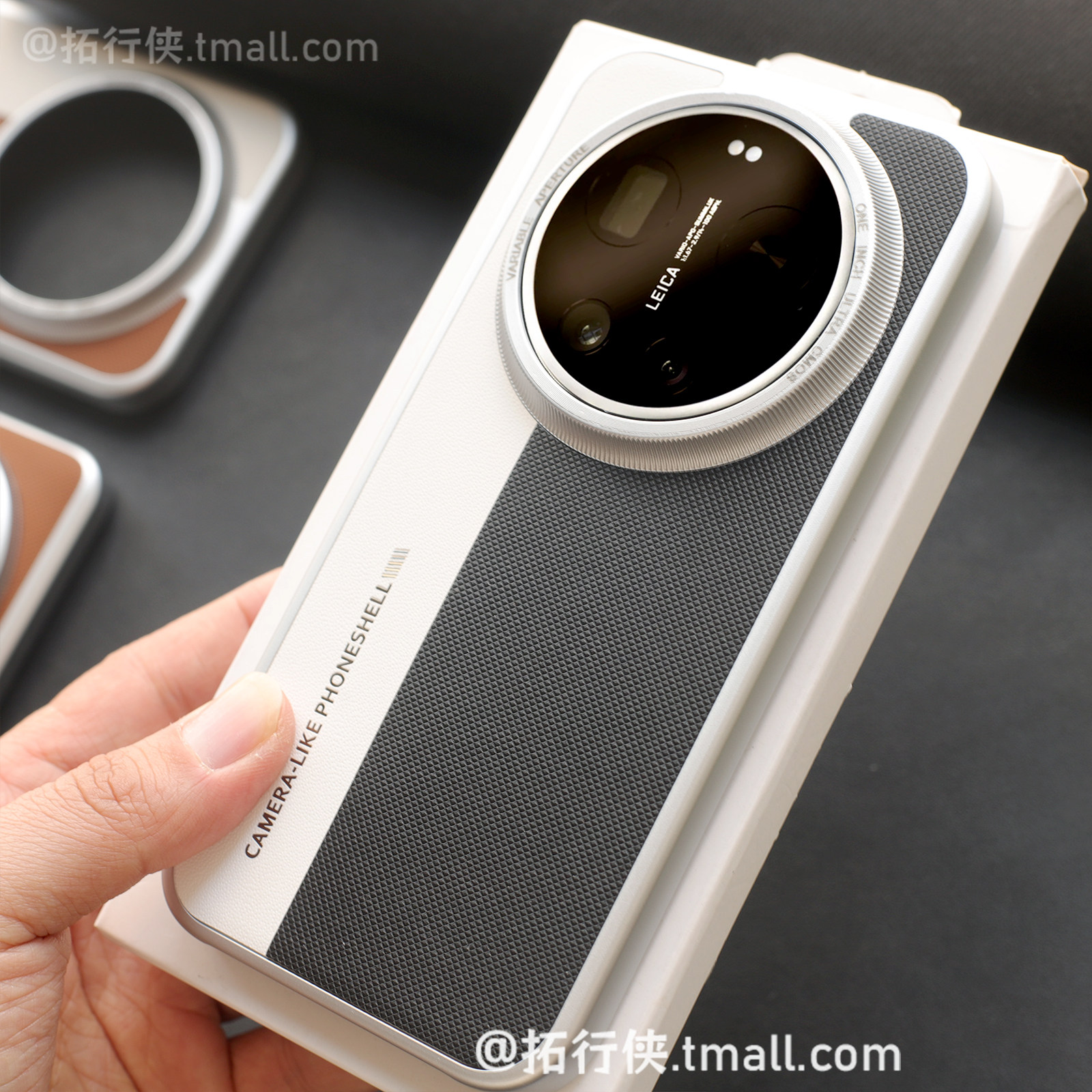 经典黑白拼色相机壳适用小米17Ultra手机壳徕卡版Xiaomi15Ultra/14Ultra菱格皮革纹外壳13U防指纹12U大孔硬壳