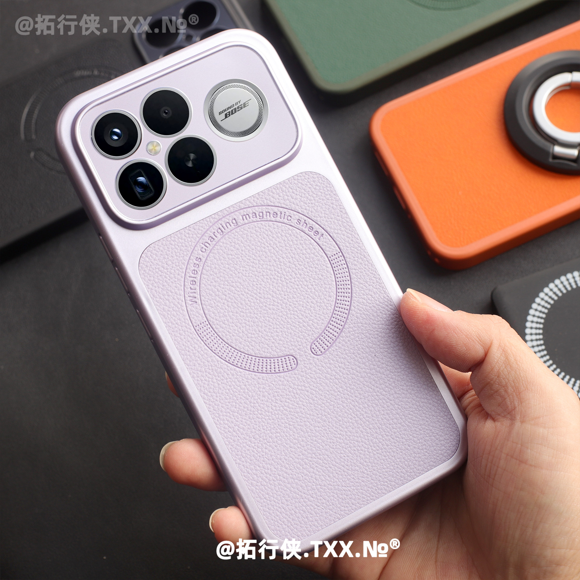 拓行侠适用红米K90手机壳紫色皮纹磁吸外壳RedmiK90ProMax保护套轻薄硬壳小米17全包镜头拼接创意ins少女新款