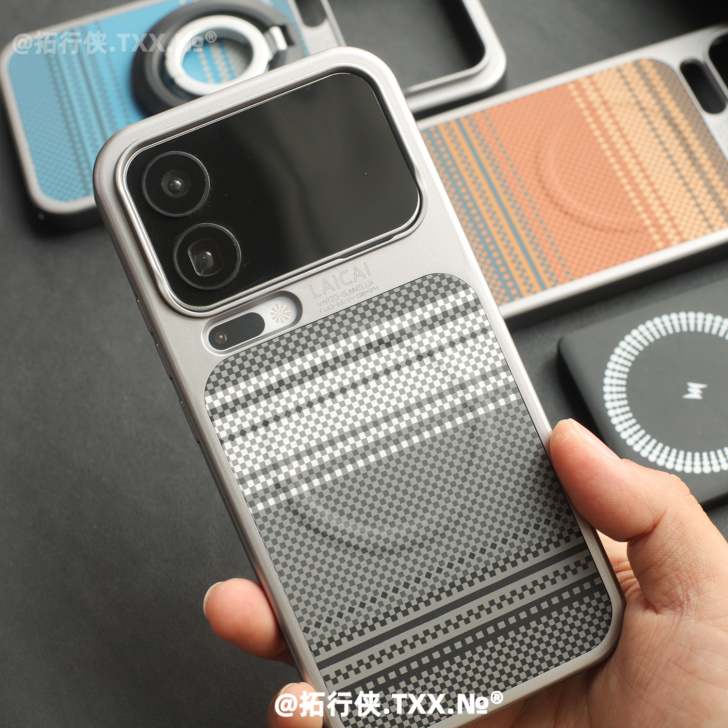 高级感灰白凯夫拉纹理贴皮Magsafe磁吸手机壳适用小米17Promax超薄无线充电外壳xiaomi17pro硬壳贴皮拼接新款