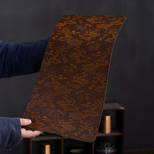 中式古典花卉双面茶席真丝织锦茶旗茶垫茶具配件棕色复古国风茶道