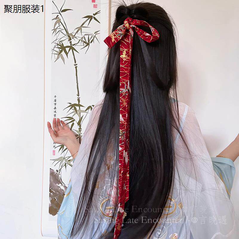 中国风红色束发发带古风