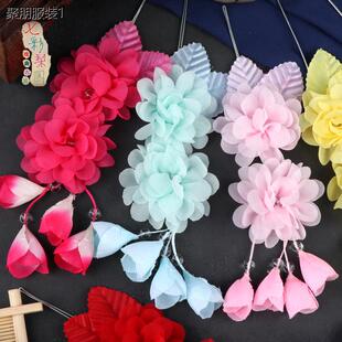 新款专业戏曲头花鬓花京越剧青衣花旦小旦丫鬟耳边花双朵头饰绢花