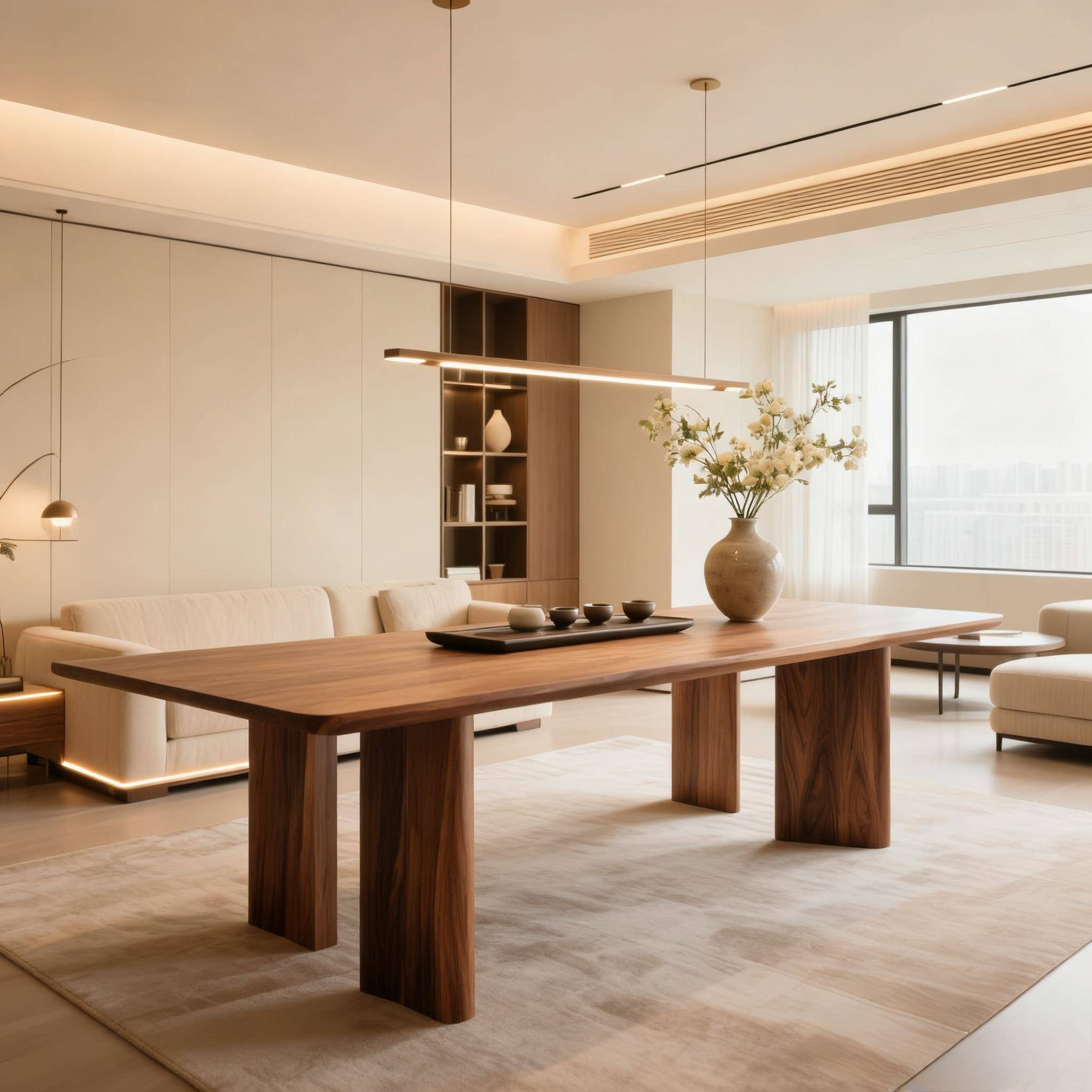 高端定制茶桌白蜡木茶台宋式美学黑胡桃木民宿别墅办公室酒店简约