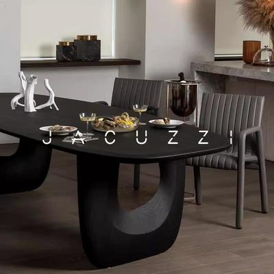 法式实木黑色橡木餐桌中古复古侘寂风现代设计师异性桌子长桌