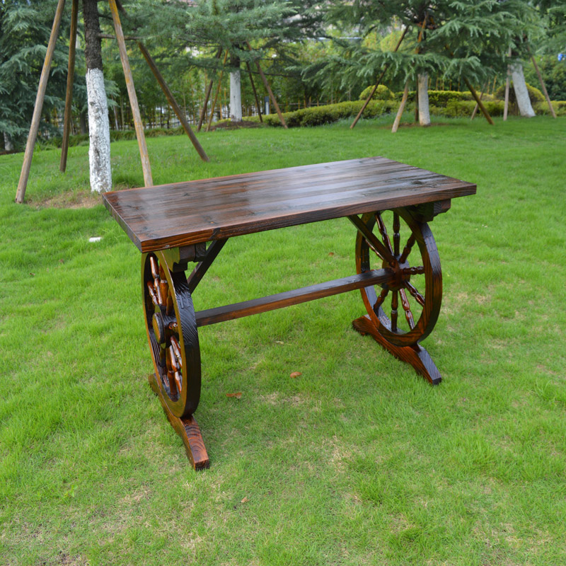 碳化防腐实木桌椅套件户外庭院休闲花F园阳台露组合复古茶餐椭圆