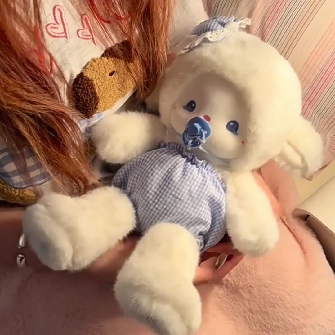 英贝萌磁吸奶嘴小白羊玩偶毛绒玩具磁力羊公仔生日圣诞礼物送女生