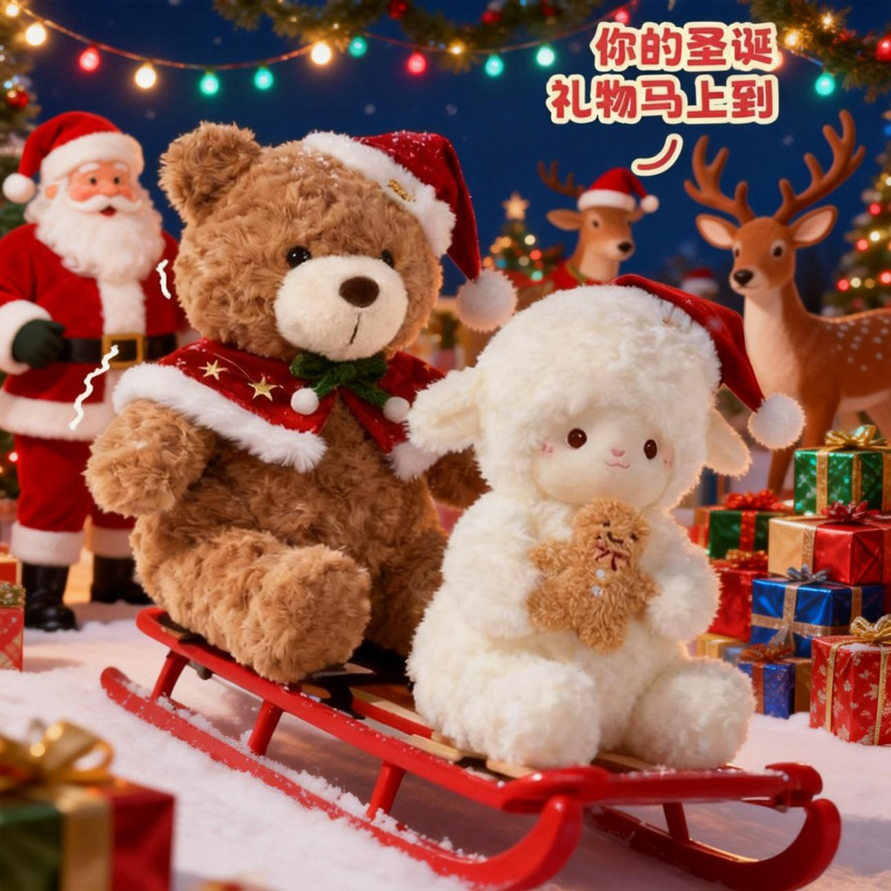 英贝萌创意圣诞树玩偶毛绒玩具捉迷藏小熊公仔布娃娃生日新年礼物