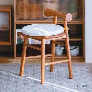 梳妆凳化妆凳带靠背圆凳蝴蝶小凳家用实木小凳子樱桃木椅子