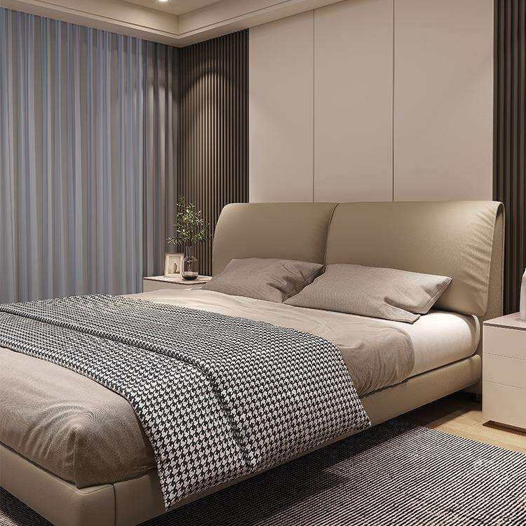 大象耳朵真皮床轻奢现代简约主卧大床双人大气意式极简婚床皮艺床