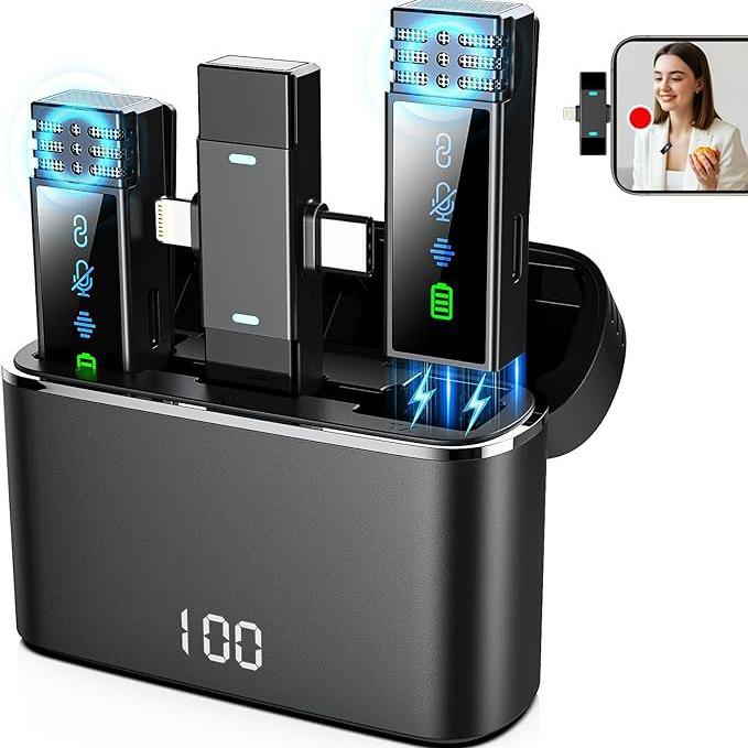 私模J68无线领夹麦克风双数显一体智能降噪收音迷你话筒直播