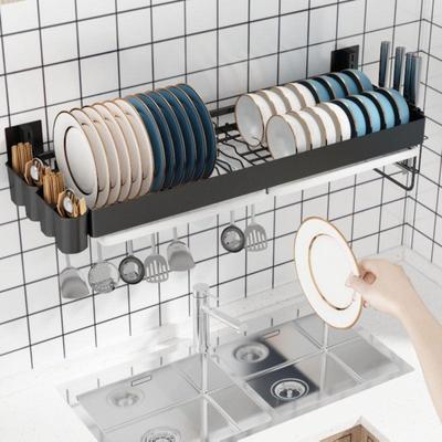 免打孔厨房壁挂式置物架墙上碗架沥水水槽上单层碗碟盘子收纳