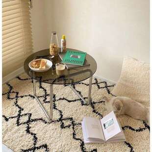 圆形钢化玻璃小茶几不锈钢支架带防滑脚垫简约客厅沙发边几小圆桌