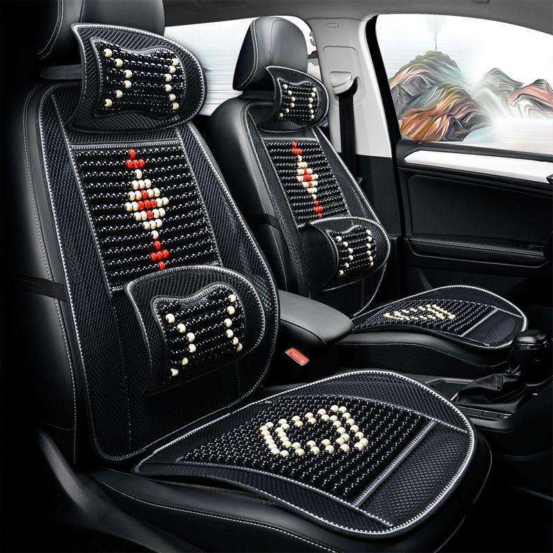 汽车坐垫夏季木珠凉垫通风透气按摩护腰一体式靠背垫单片通用座垫