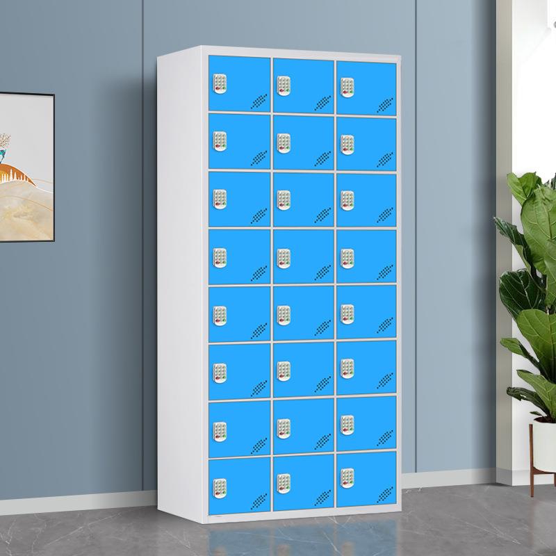 蓝白色钢制更衣柜单位储物柜学校收纳柜健身房换衣柜多功能寄存柜