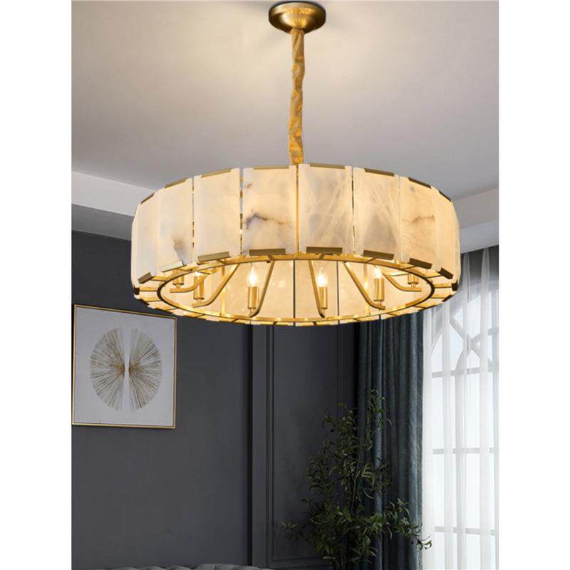 全铜新中式简约时尚客厅吊灯轻奢餐厅吊灯卧室书房灯创意云石灯具