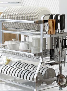宝爵厨房台面碗碟盘不锈钢沥水收纳架家用水槽多层碗筷勺子置物架