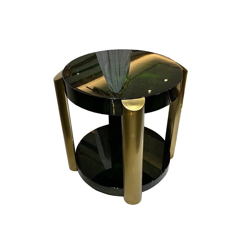 宾利轻奢实木圆形后现代茶几客厅意大利边几茶几高定