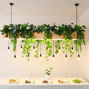 森系办公室吊灯民宿原木创意植物装饰灯餐饮休闲区宴会厅灯具