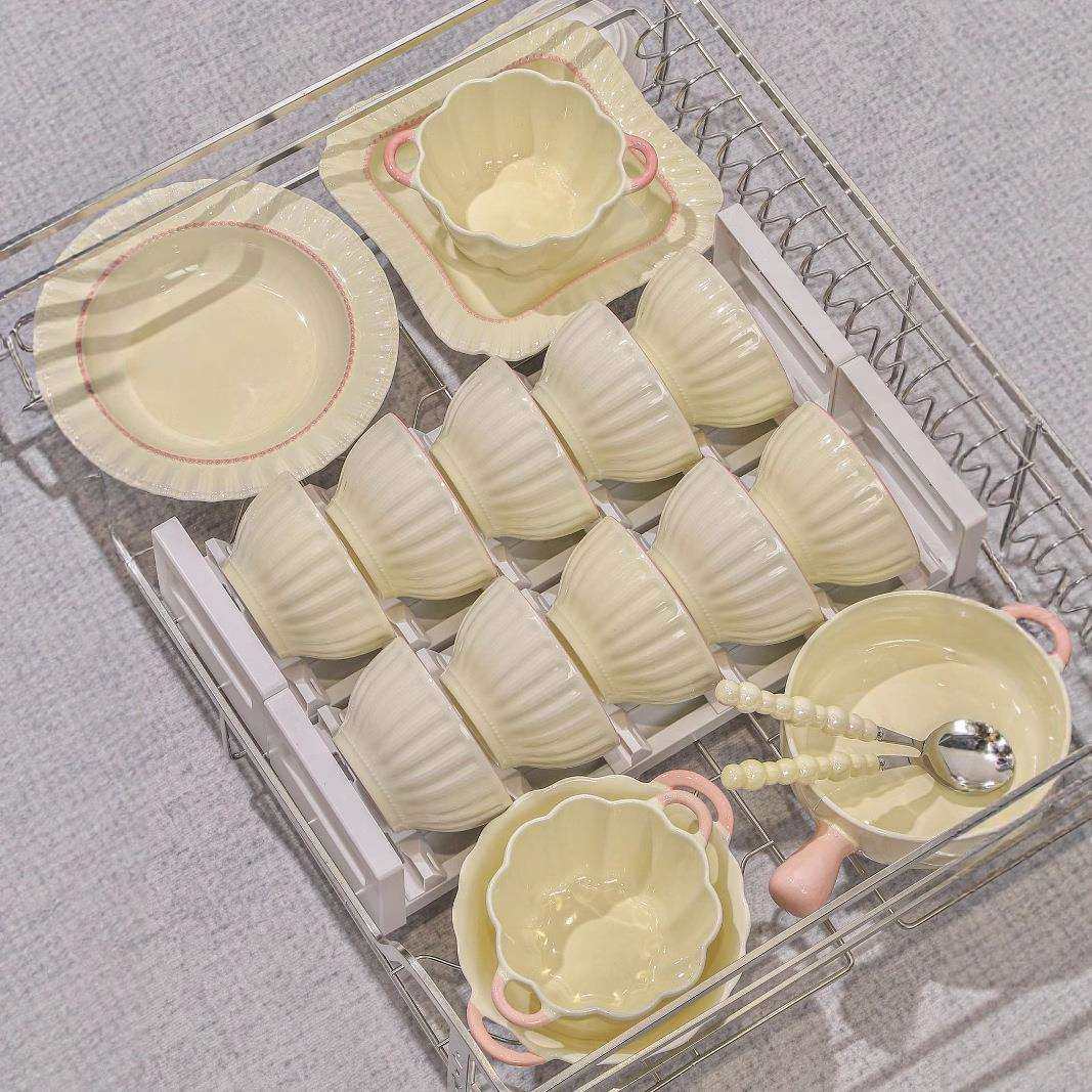 法式餐具碗碟套装家用陶瓷菜碟子饭碗高颜值碗筷盘子乔迁新居碗具