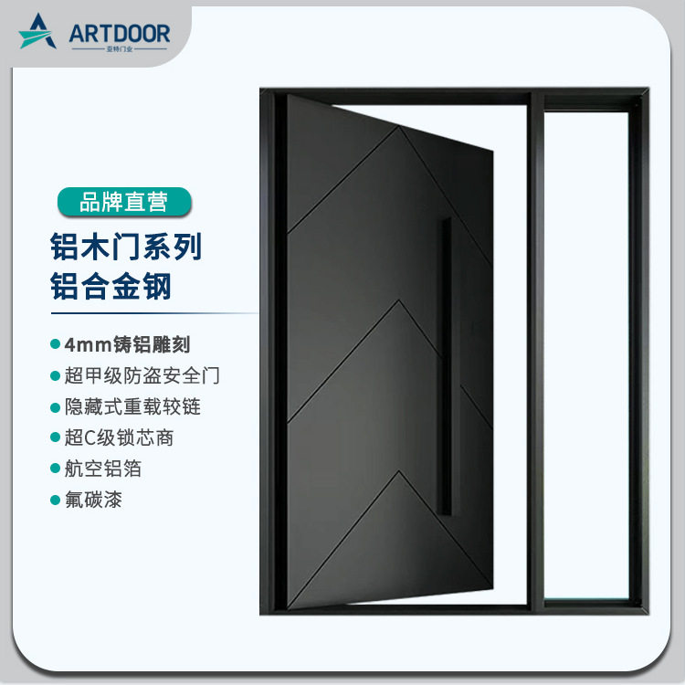 转轴门铸铝门简约现代轻奢入户门自动防盗门别墅大门偏轴门门进户