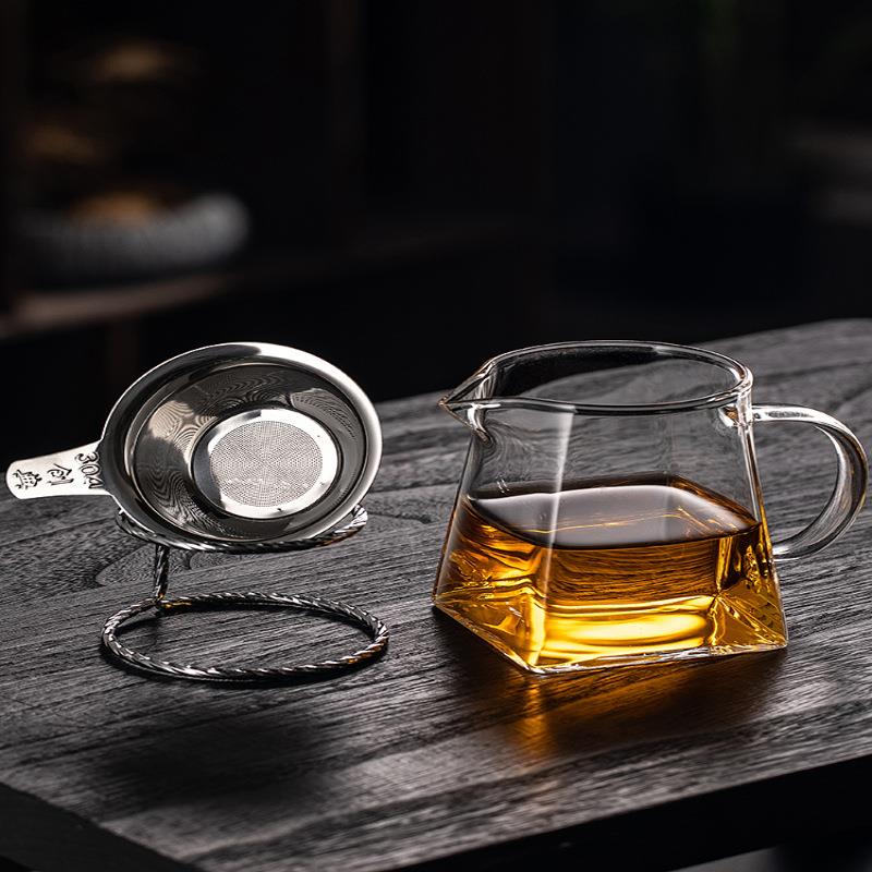 高档304不锈钢茶漏过滤网公杯套装耐热高硼硅加厚玻璃公道杯分茶
