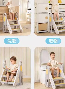 新款曼龙脚踩凳儿童洗漱宝宝洗手台阶凳可折叠百变加宽防滑垫脚凳