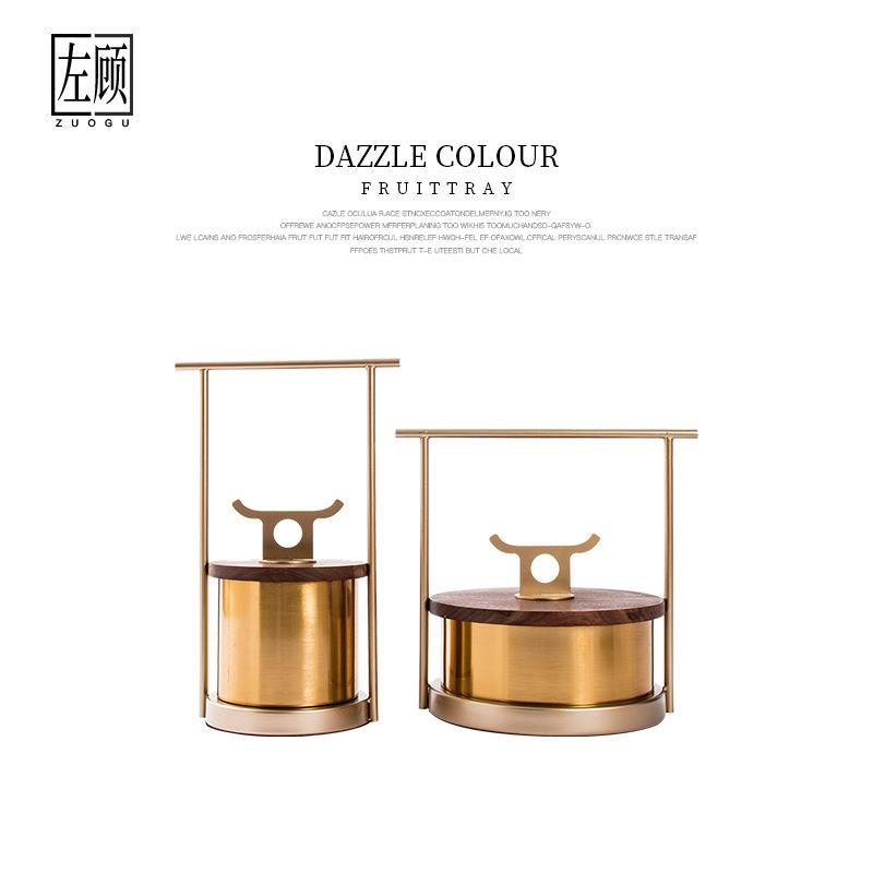 新中式金属提盒摆件样板间书房客厅软装饰品中国风徽派收纳装饰盒