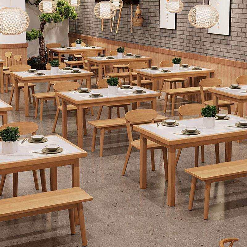 长方形小户型岩板桌子现代简约吃饭北欧进口原木色餐桌椅组合实木