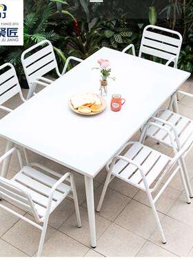 阳台桌椅三件套庭院别墅花园餐桌椅组合室外白色北欧简约铁艺家具